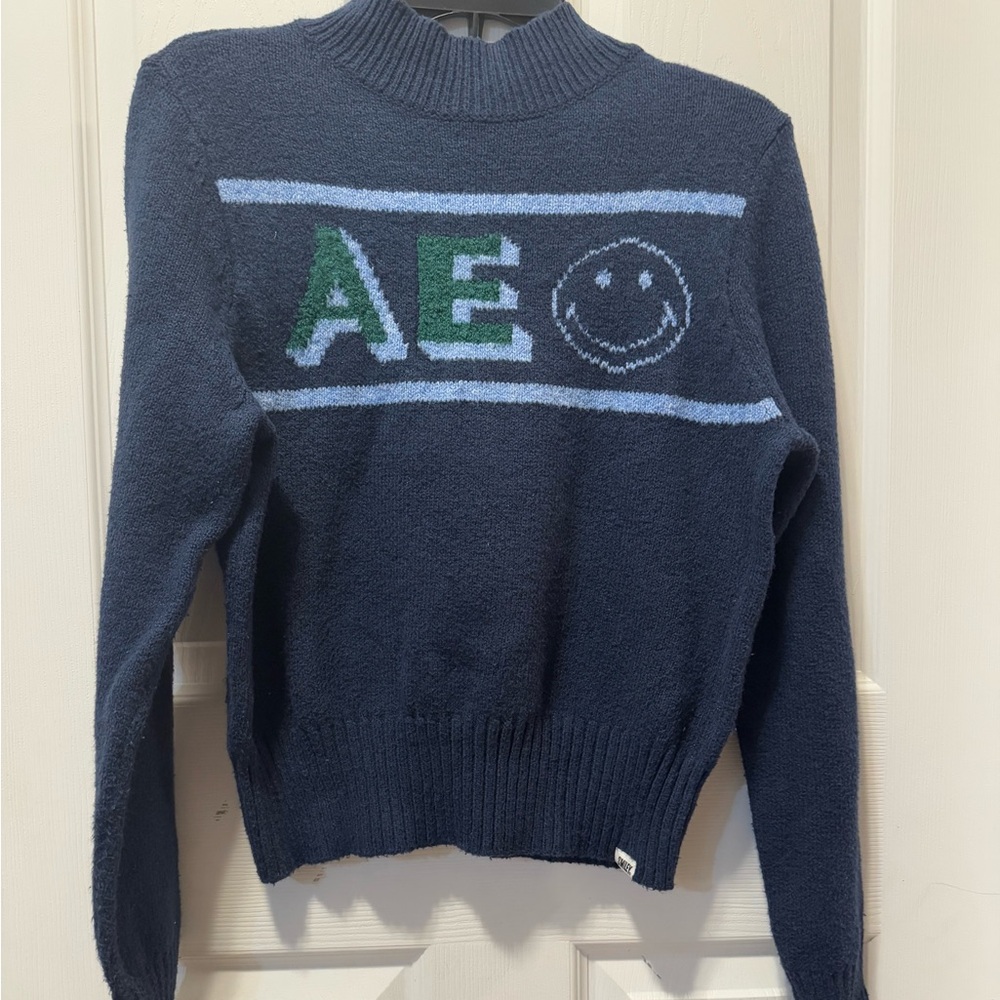 American Eagle smiley mock-neck sweater